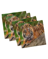 Ambesonne Tiger Set of 4 Napkins, 18" x 18"