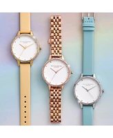 Olivia Burton Women's Rainbow Turquoise Leather Strap Watch 34mm