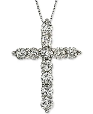 Diamond Cross 18" Pendant Necklace (2 ct. t.w.) in 14k White Gold