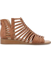 Journee Collection Women's Delilah Gladiator Sliver Wedge Sandals