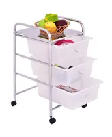 Costway 3 Drawers Metal Rolling Storage Cart Scrapbook Supply & Paper Home Office