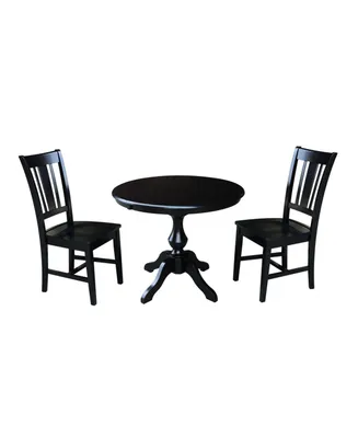 International Concepts 36" Round Extension Dining Table with 2 San Remo Chairs