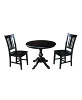 International Concepts 36" Round Extension Dining Table with 2 San Remo Chairs