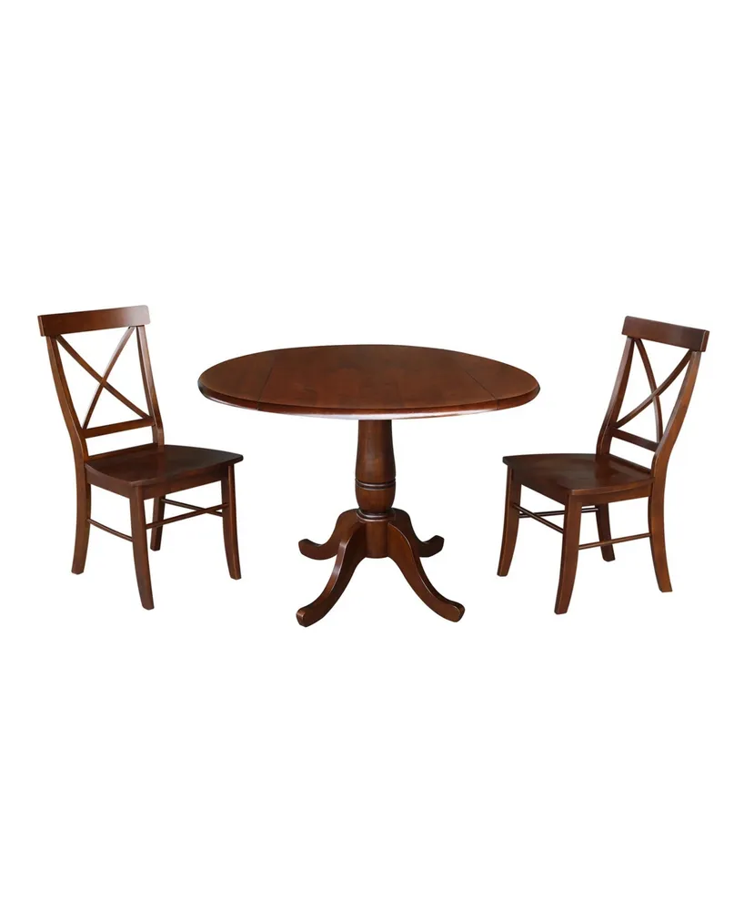 International Concepts 42" Round Top Pedestal Table with 2 Chairs