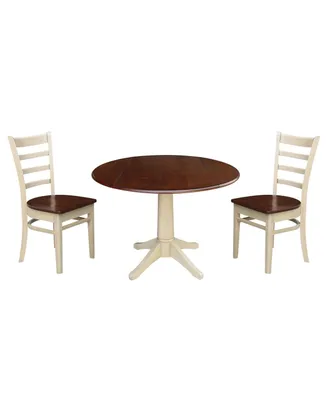 International Concepts 42" Round Top Pedestal Table with 2 Chairs