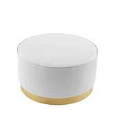 Nicole Miller Apoplline Upholstered Cocktail Ottoman with Metal Base