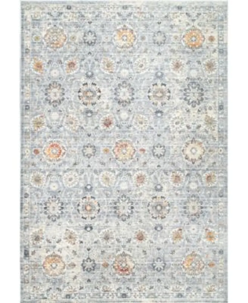 Nuloom Laziza Fiona Floral Distressed Silver Area Rug