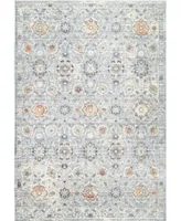 Nuloom Laziza Fiona Floral Distressed Silver Area Rug