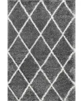 nuLoom Plush Shag Soft and Diamond 4' x 6' Area Rug