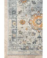 Nuloom Laziza Fiona Floral Distressed Silver Area Rug