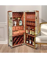 Design Toscano Italian-Style World Map Cocktail Bar Steamer Trunk