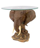 Design Toscano Lord Earl Houghton's Trophy Elephant Glass-Topped Table