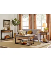 Alaterre Furniture Claremont Rustic Wood End Table with Drawer and Low Shelf