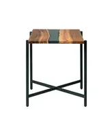 Alaterre Furniture Rivers Edge Acacia Wood and Acrylic End Table