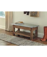 Alaterre Furniture Millwork Wood and Zinc Metal Bench with Shelf