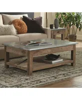 Alaterre Furniture Millwork Wood and Zinc Metal Coffee Table with Shelf