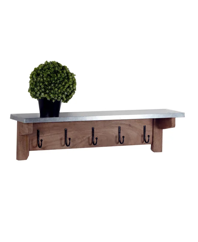 Alaterre Furniture Durango Industrial Wood Coat Hook Entryway Shelf