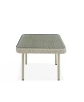 Alaterre Furniture Windham All-Weather Wicker Outdoor Coffee Table with Glass Top