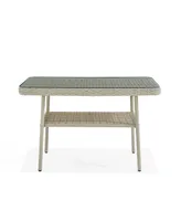 Alaterre Furniture Windham All-Weather Wicker Outdoor Cocktail Table with Glass Top