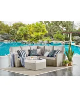 Alaterre Furniture Canaan All-Weather Wicker Outdoor Square Ottoman with Cushion