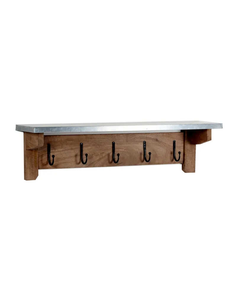 Alaterre Furniture Alaterre Furniture Millwork Wood and Zinc Metal Bench with Coat Hook Shelf