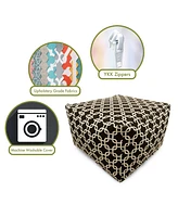 Majestic Home Goods Links Ottoman Square Pouf with Removable Cover 27" x 17