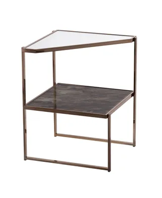 Southern Enterprises Hayle Mirrored Side Table with Faux Stone Glass