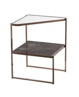 Southern Enterprises Hayle Mirrored Side Table with Faux Stone Glass