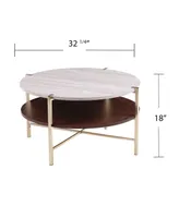 Southern Enterprises Valera Round Faux Marble Cocktail Table