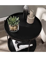 Southern Enterprises Kanabi Round Farmhouse Style End Table