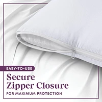 Circles Home 100% Cotton Breathable Pillow Protector with Zipper – White ( Pack