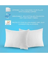 The Grand Hypoallergenic Breathable Pillow Protector with Zipper – White (2 Pack)