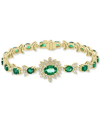 Effy Emerald (6-3/8 ct. t.w.) & Diamond (1-1/5 ct. t.w.) Link Bracelet in 14k Gold