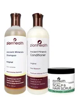 Zion Health Nourishing Summer Hair Bundle Pear Blossom Shampoo 16 oz + Pear Blossom Conditioner 16 oz + Pear Blossom Scalp Hair Scrub 4 oz