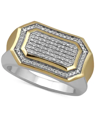 Men's Diamond Pave Cluster Ring (1/5 ct. t.w.) Sterling Silver & 18k Gold-Plate