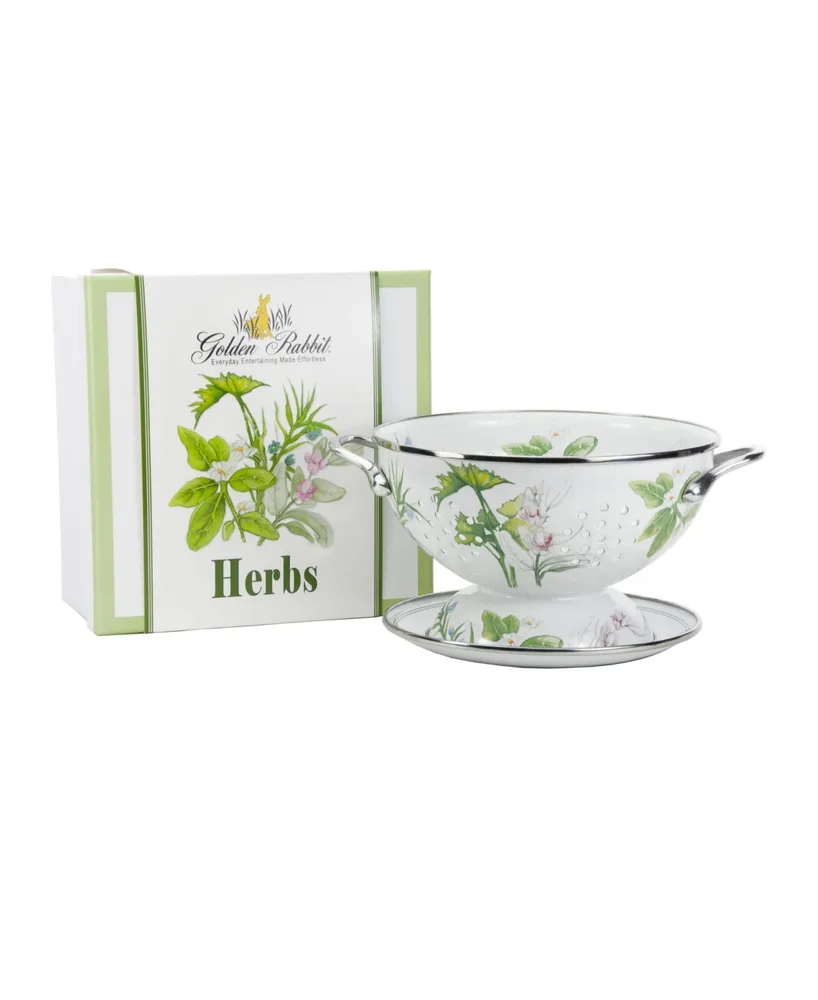 Golden Rabbit Herbs Enamelware 2-Piece Giftboxed Colander