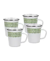 Golden Rabbit Scallop Enamelware Latte Mugs, Set of 4