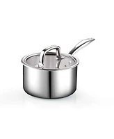 Cook N Home 1.5 Quart Tri-Ply Full Clad Stainless Steel Saucepan with Glass Lid, Silver