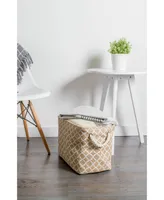 Design Imports Burlap Bin Lattice Rectangle Medium