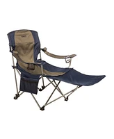 Kamp Rite Folding Camp Chair w/ 2 Cupholders and Detachable Footrest, Navy/Tan