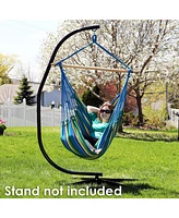 Sunnydaze Decor Hanging Rope Hammock Chair Swing - Jumbo Extra Large Hanging Chair Seat for Backyard & Patio - 330 Pound Capacity - Ocean Breeze