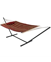 Rope Hammock with 12-Foot Stand and Pad - 275-Pound Capacity Blue Green Chevron