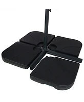 Sunnydaze Decor 4-Piece Cantilever Umbrella Base Plates Set -For Cross-Style Bases - Fill with Sand or Water - Black