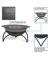 Sunnydaze Decor 23.5-Inch Fire Wood-Burning Cast Iron Fire Pit Bowl and Stand - Dark Gray