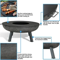 Sunnydaze Decor 40-Inch Cast Iron Fire Pit Bowl with Cooking Ledge - Wood Burning