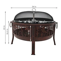 30-Inch Outdoor Fire Pit - Round Wood-Burning Backyard and Patio Fire Pit for Outside