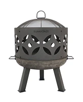 Sunnydaze Decor 26-Inch Cast Iron Retro Fire Pit Bowl with Handles and Spark Screen