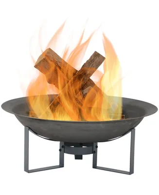 Sunnydaze Decor 24-Inch Cast Iron Modern Fire Pit Bowl with Stand - Lightweight and Portable Design