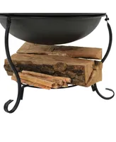 Sunnydaze Decor 18-Inch Elegant Steel Fire Pit Bowl with Spark Screen Guard - Black Finish