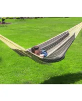 Sunnydaze Decor Handwoven Mayan Family Hammock with 15-Foot Stand - 400-Pound Capacity Black Black/Natural